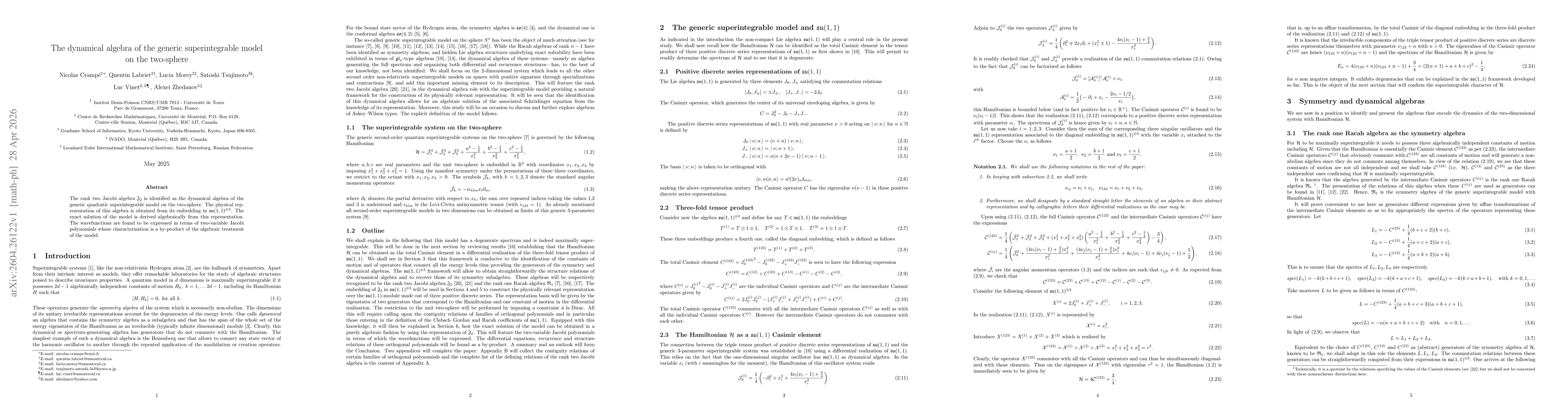 Thumbnail for The dynamical algebra of the generic superintegrable model on the two-sphere