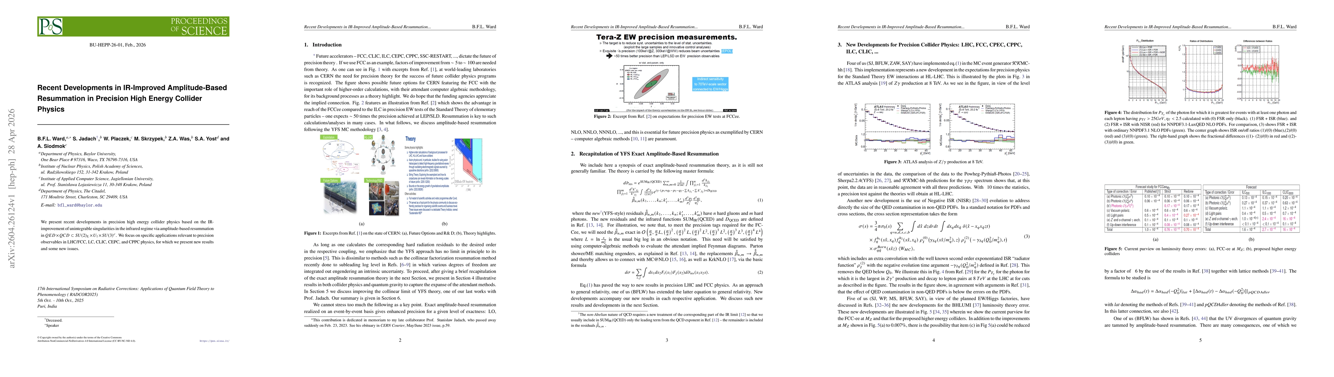 Thumbnail for Recent Developments in IR-Improved Amplitude-Based Resummation in Precision High Energy Collider Physics