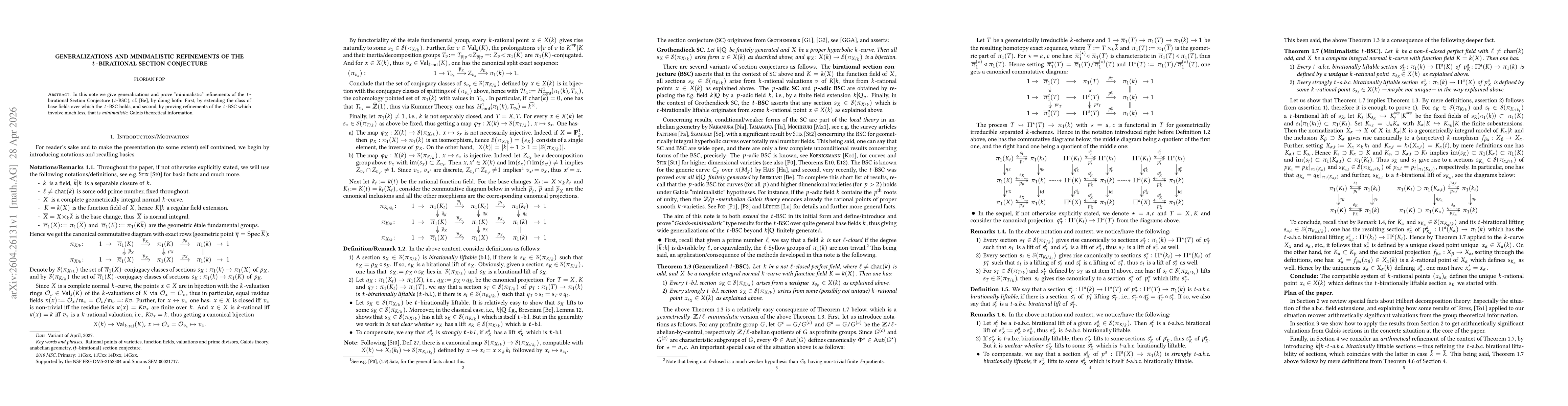 Thumbnail for Generalizations and minimalistic refinements of the t-birational Section Conjecture