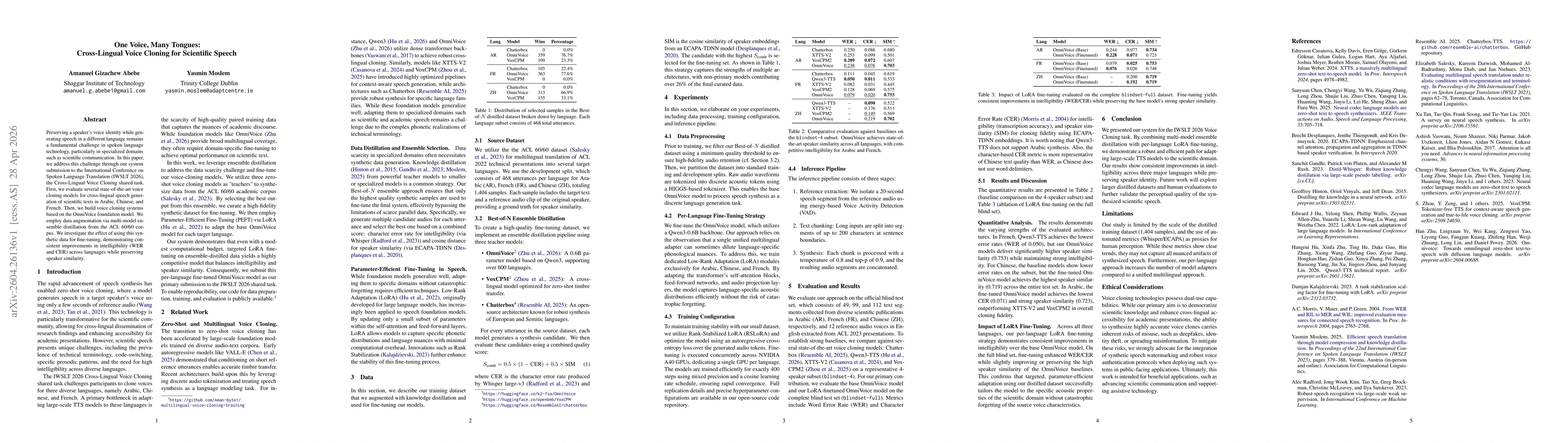 Thumbnail for One Voice, Many Tongues: Cross-Lingual Voice Cloning for Scientific Speech