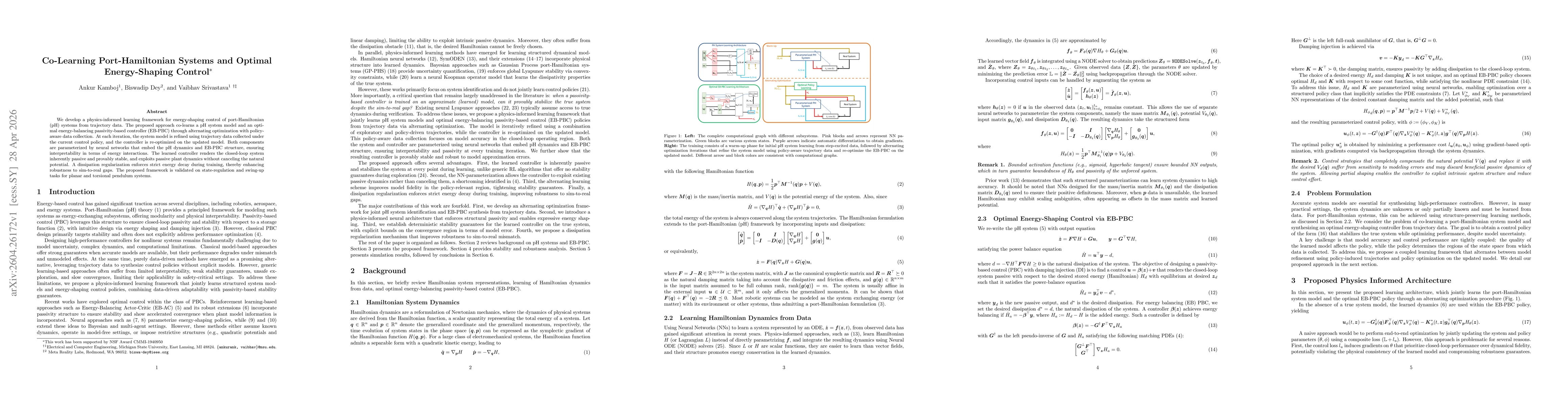 Thumbnail for Co-Learning Port-Hamiltonian Systems and Optimal Energy-Shaping Control