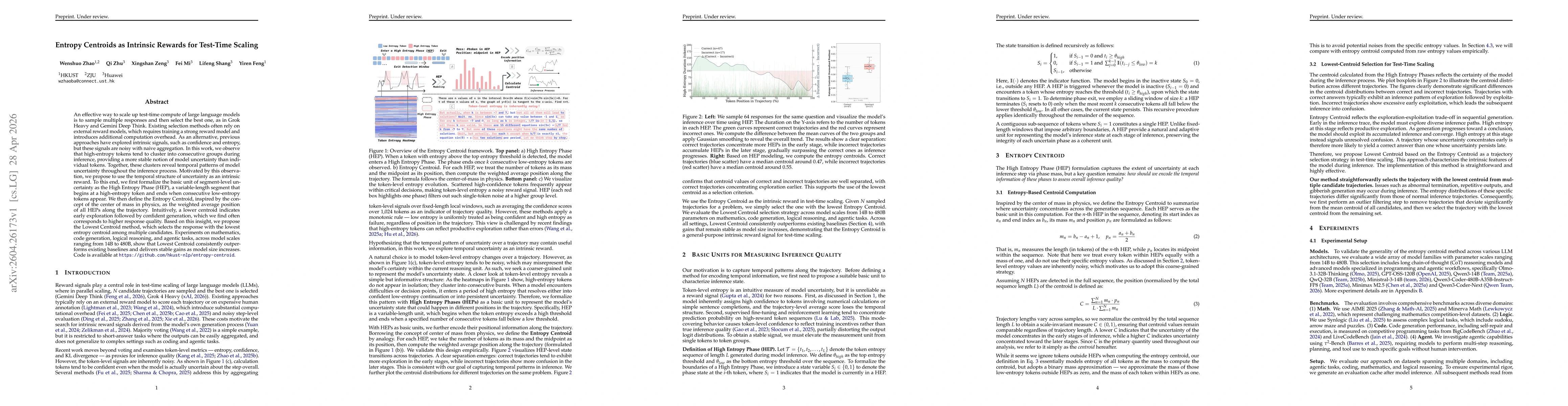 Thumbnail for Entropy Centroids as Intrinsic Rewards for Test-Time Scaling