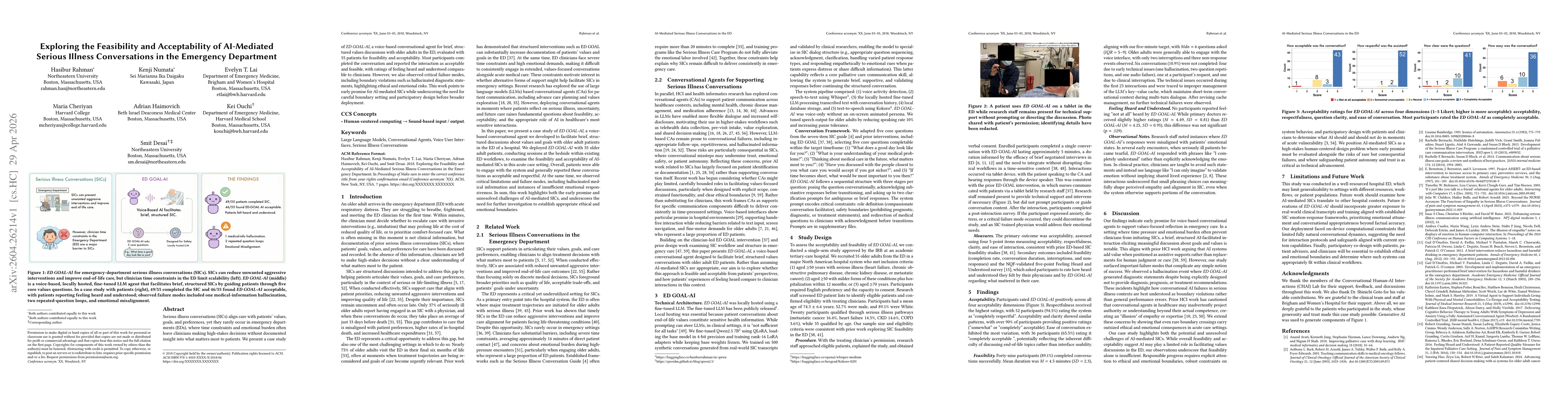 Thumbnail for Exploring the Feasibility and Acceptability of AI-Mediated Serious Illness Conversations in the Emergency Department