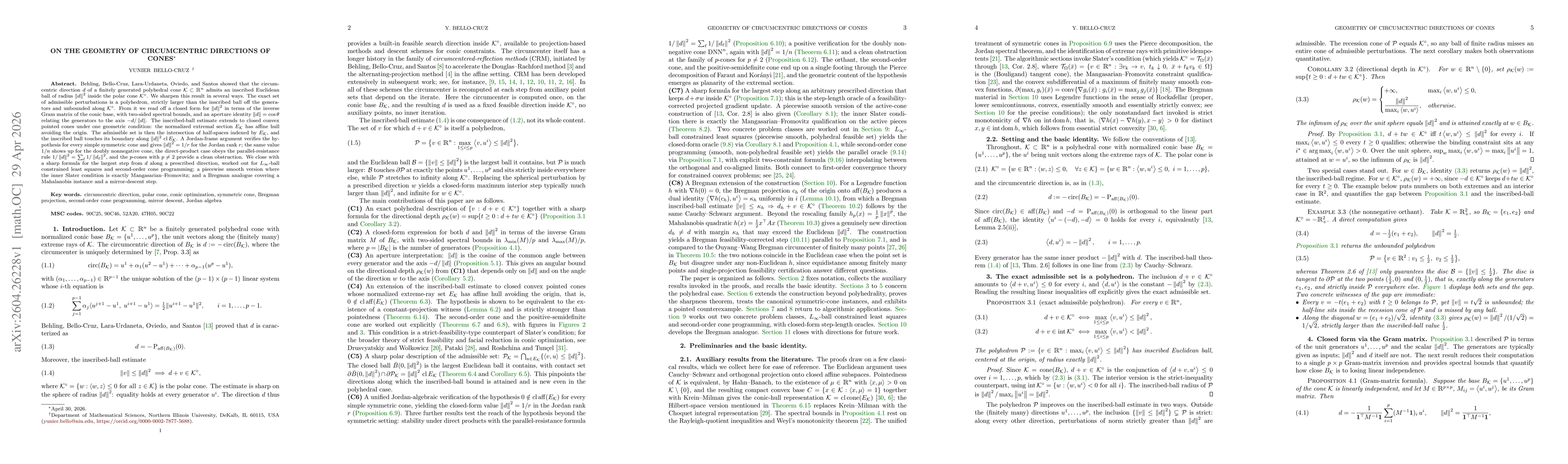 Thumbnail for On the geometry of circumcentric directions of cones