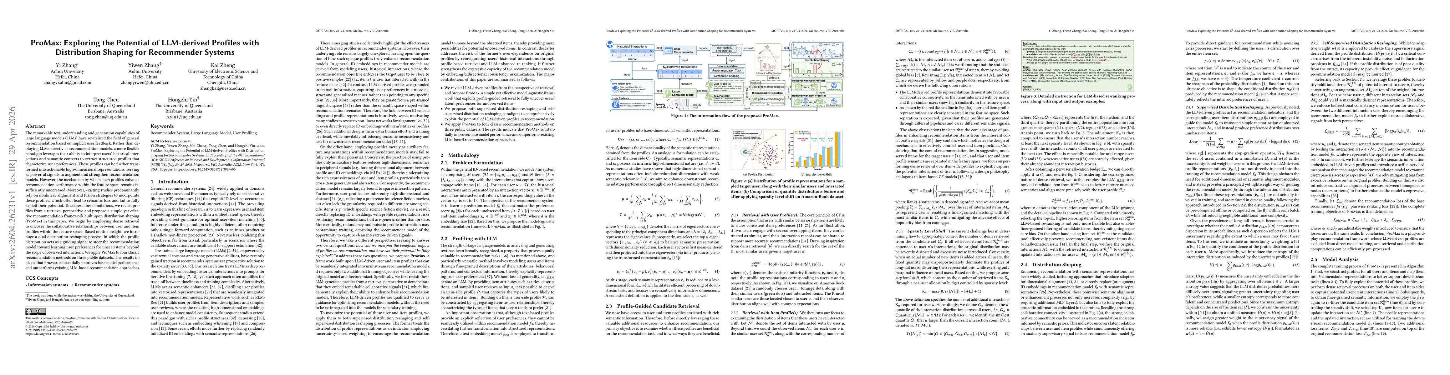 Thumbnail for ProMax: Exploring the Potential of LLM-derived Profiles with Distribution Shaping for Recommender Systems