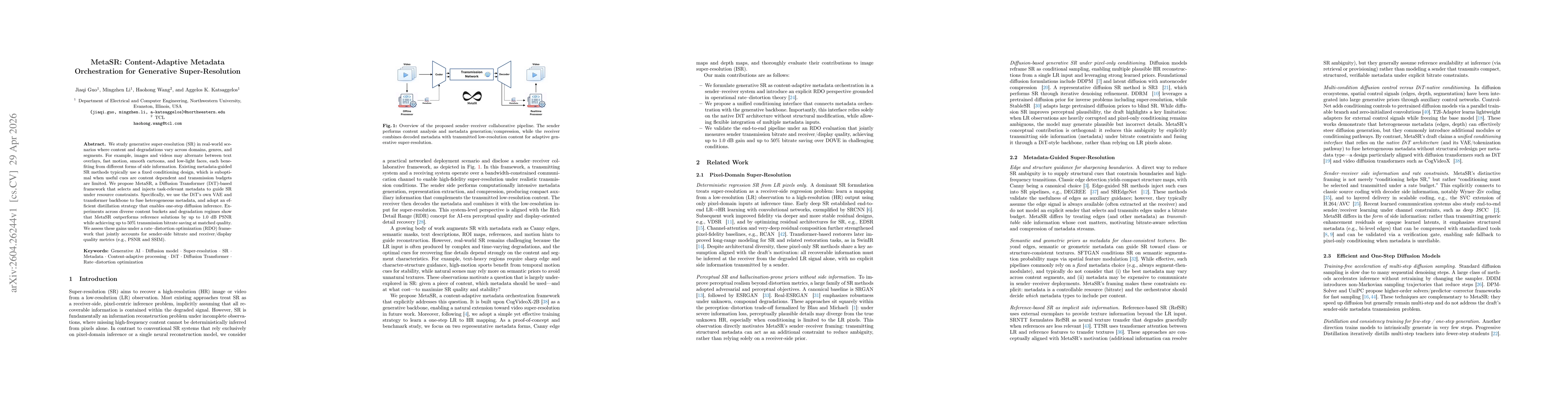 Thumbnail for MetaSR: Content-Adaptive Metadata Orchestration for Generative Super-Resolution
