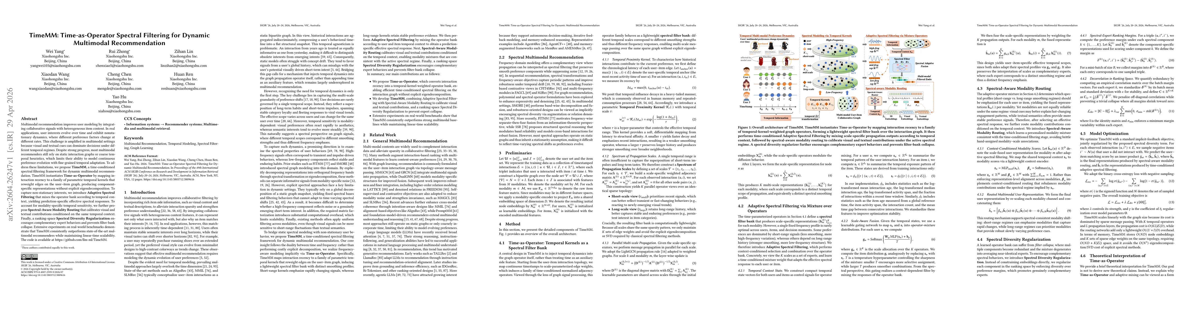 Thumbnail for TimeMM: Time-as-Operator Spectral Filtering for Dynamic Multimodal Recommendation