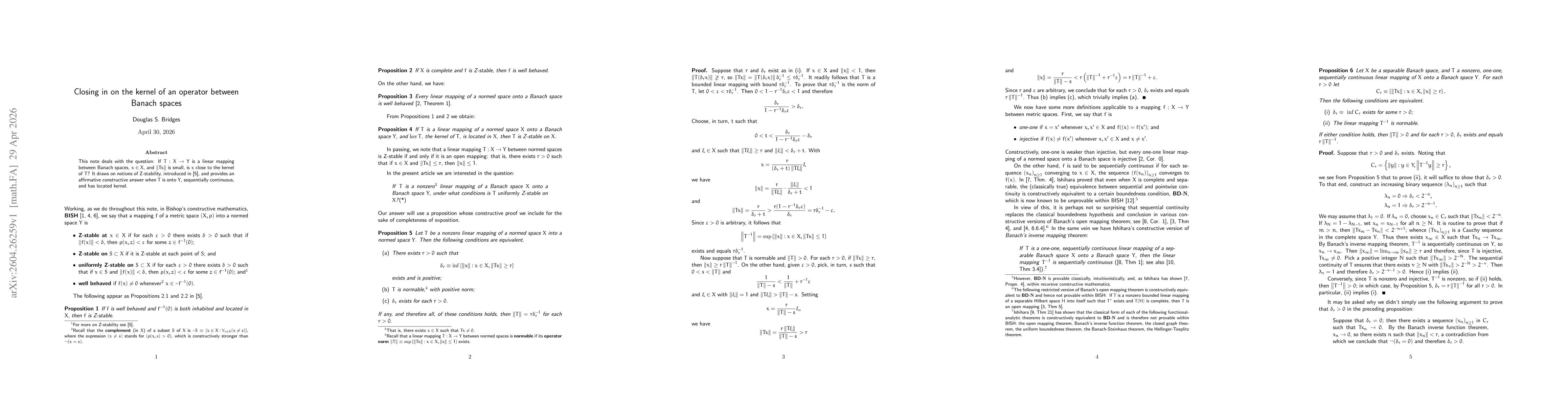 Thumbnail for Closing in on the kernel of an operator between Banach spaces