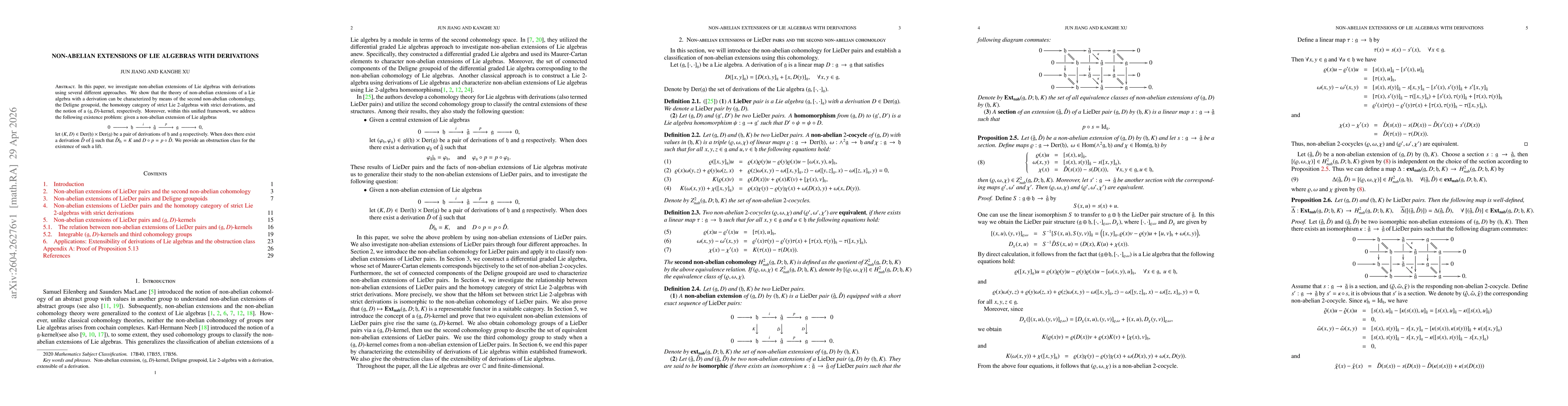 Thumbnail for Non-abelian Extensions of Lie algebras with derivations
