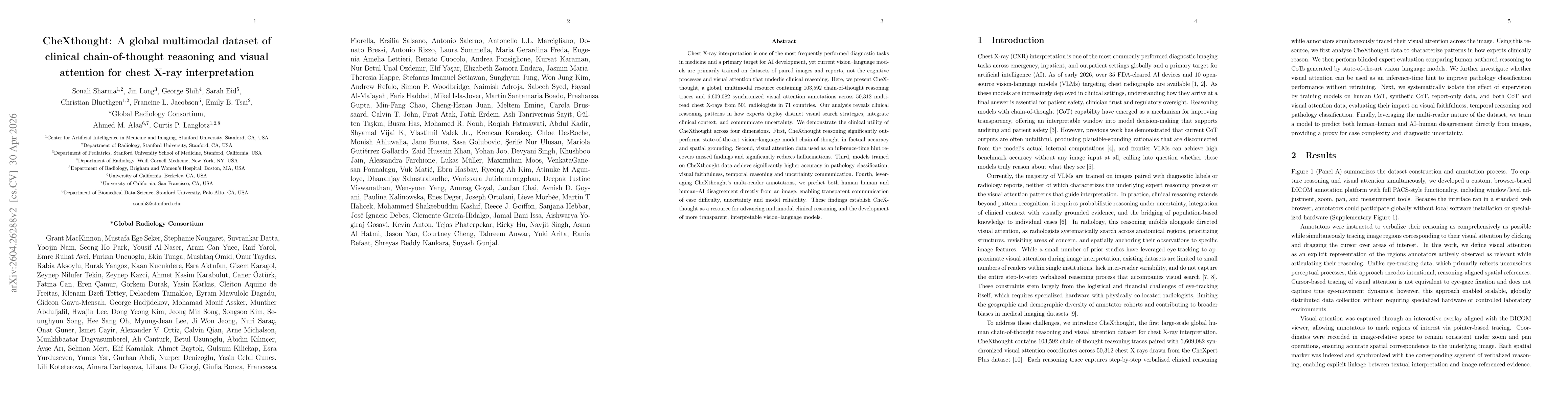 Thumbnail for CheXthought: A global multimodal dataset of clinical chain-of-thought reasoning and visual attention for chest X-ray interpretation