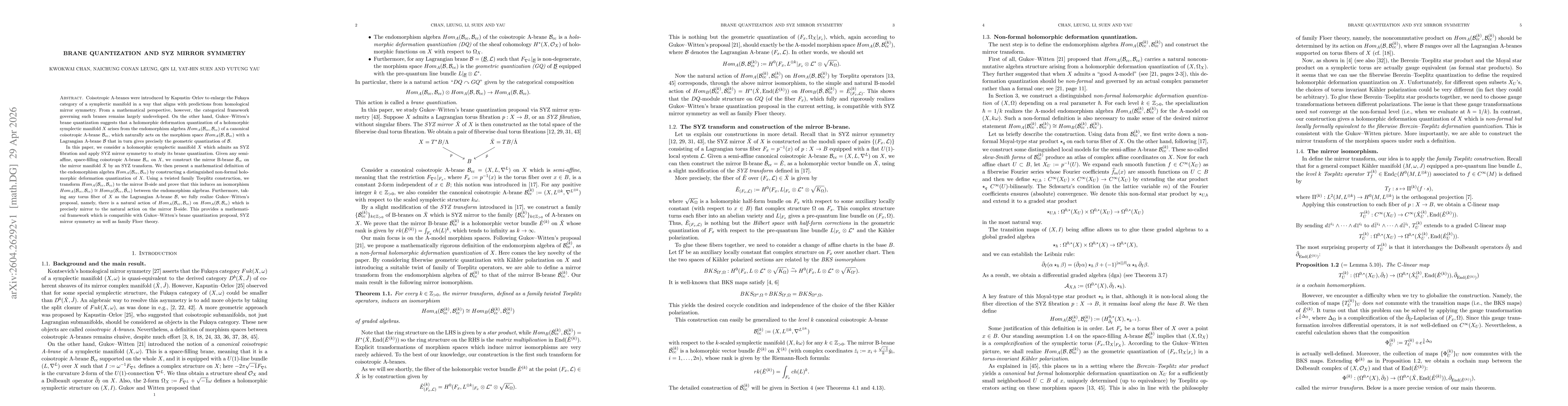 Thumbnail for Brane quantization and SYZ mirror symmetry