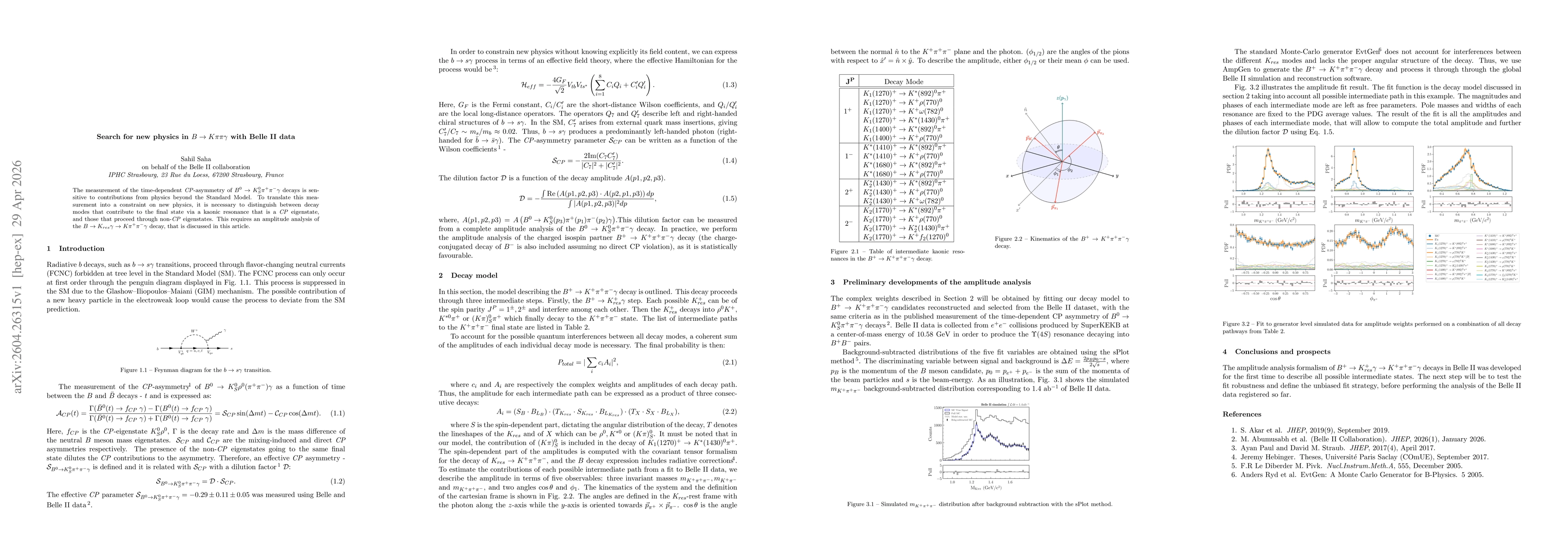 Thumbnail for Search for new physics in $B \to K ππγ$ with Belle II data