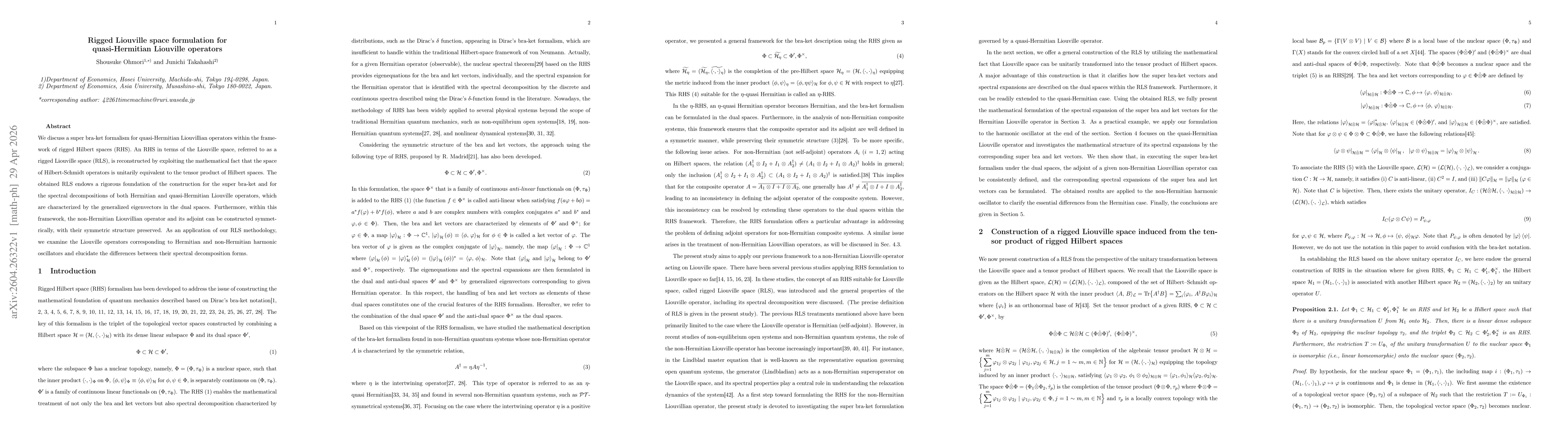 Thumbnail for Rigged Liouville space formulation for quasi-Hermitian Liouville operators