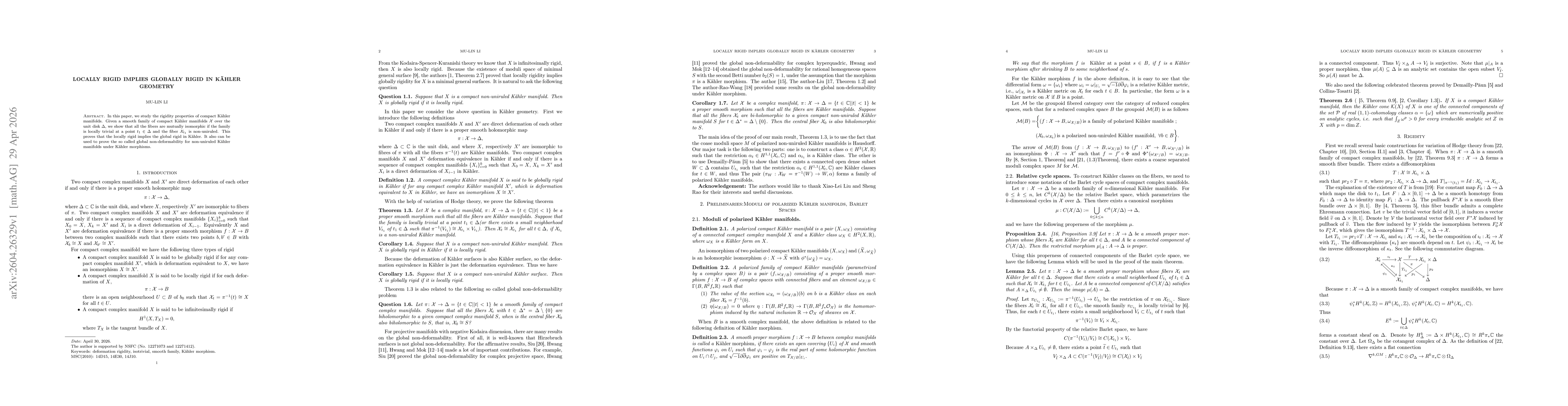 Thumbnail for Locally rigid implies globally rigid in Kahler geometry