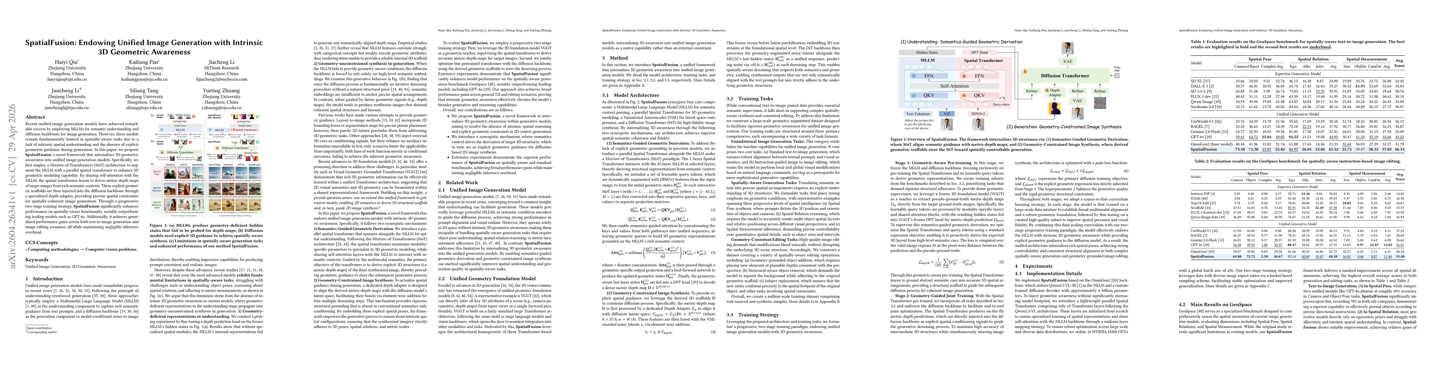 Thumbnail for SpatialFusion: Endowing Unified Image Generation with Intrinsic 3D Geometric Awareness