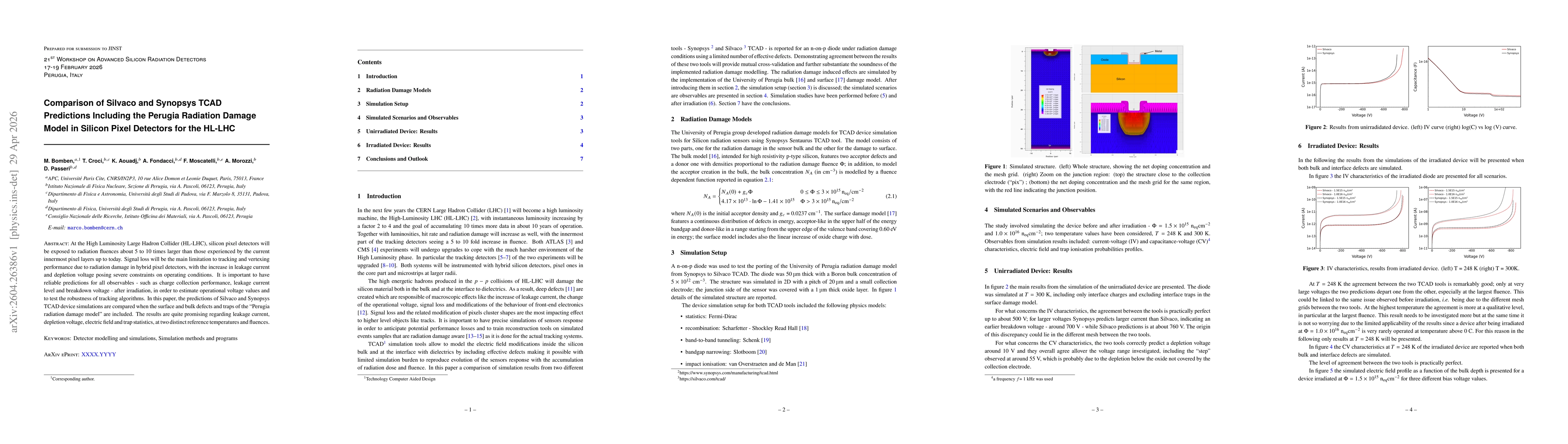 Thumbnail for Comparison of Silvaco and Synopsys TCAD Predictions Including the Perugia Radiation Damage Model in Silicon Pixel Detectors for the HL-LHC