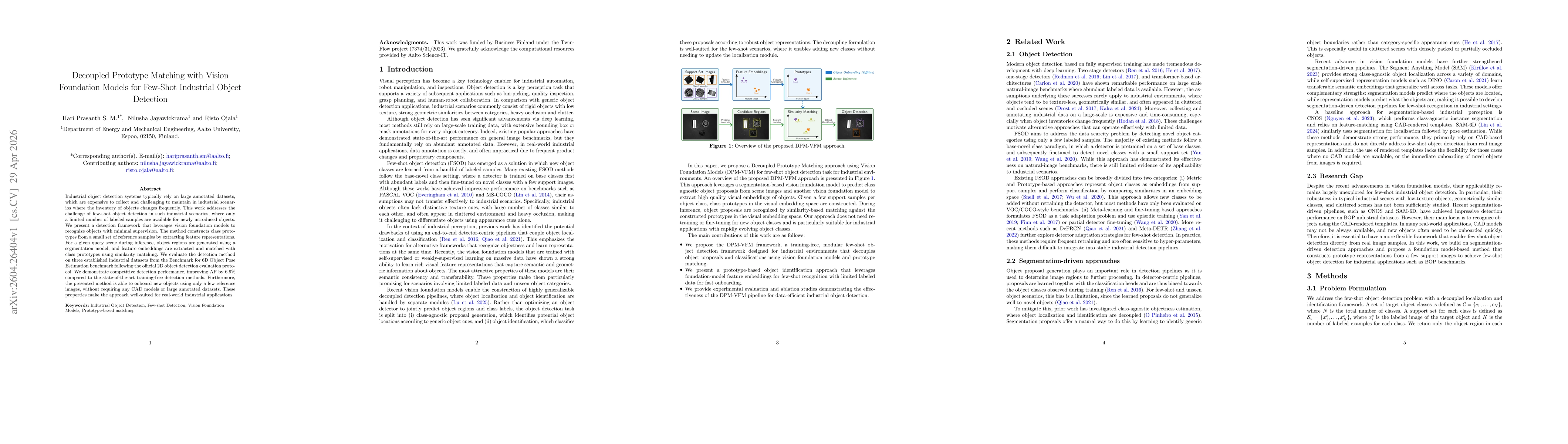 Thumbnail for Decoupled Prototype Matching with Vision Foundation Models for Few-Shot Industrial Object Detection