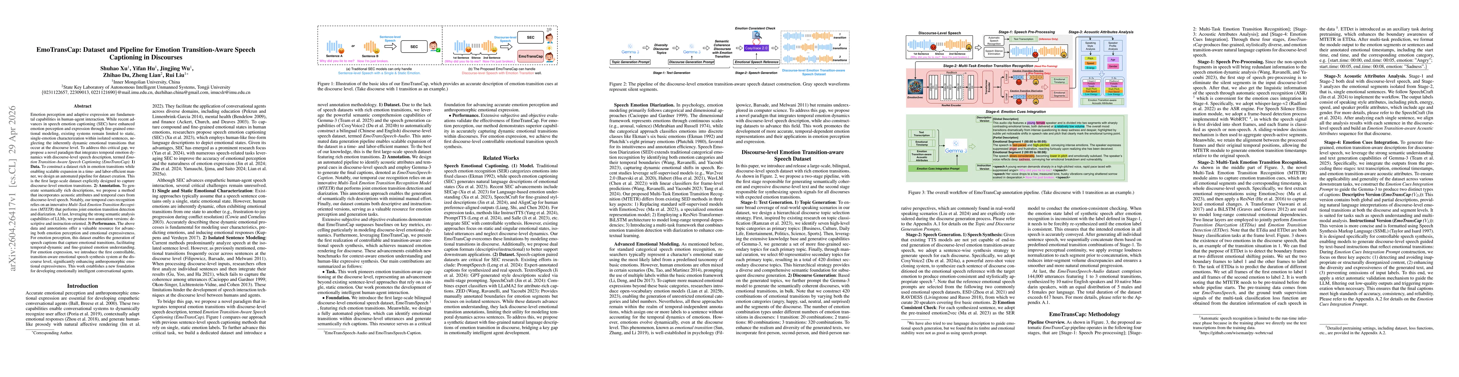 Thumbnail for EmoTransCap: Dataset and Pipeline for Emotion Transition-Aware Speech Captioning in Discourses