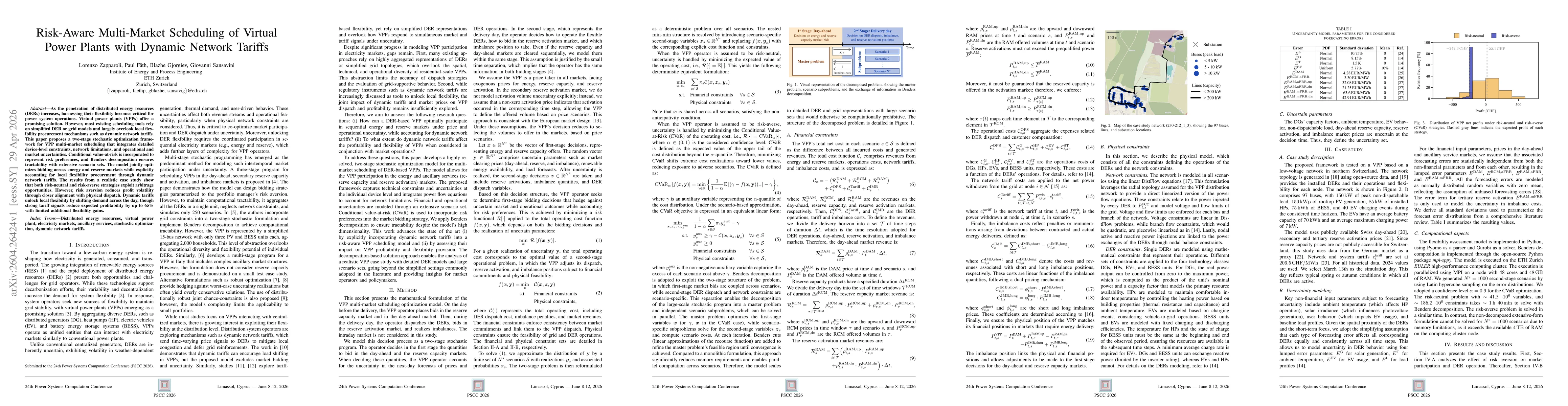Thumbnail for Risk-Aware Multi-Market Scheduling of Virtual Power Plants with Dynamic Network Tariffs