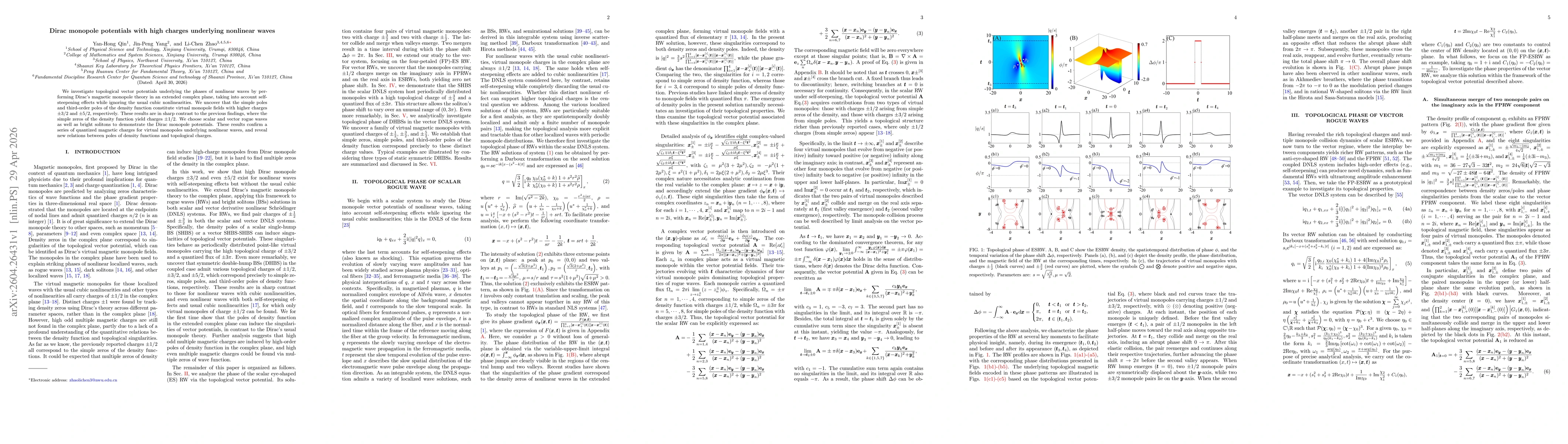 Thumbnail for Dirac monopole potentials with high charges underlying nonlinear waves