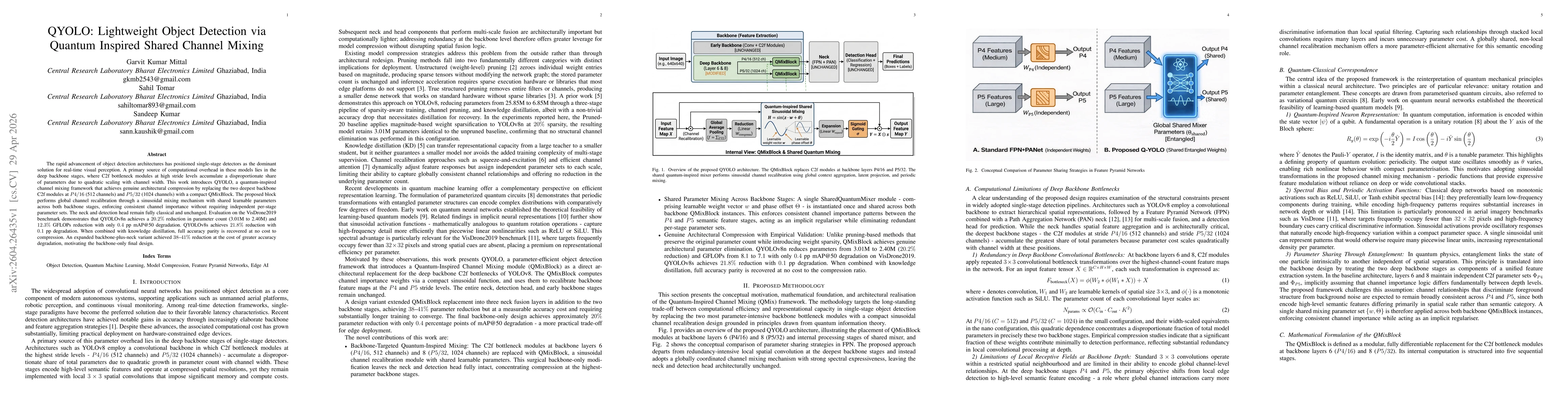 Thumbnail for QYOLO: Lightweight Object Detection via Quantum Inspired Shared Channel Mixing