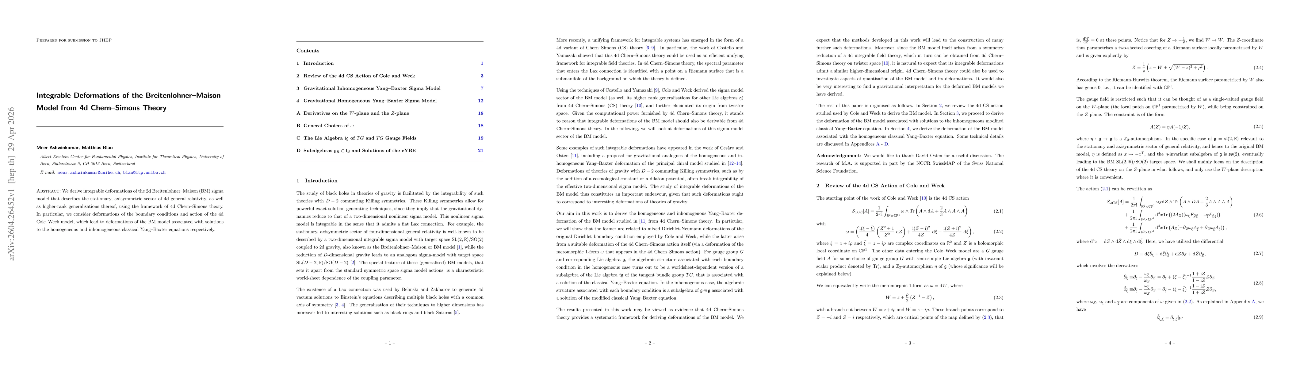 Thumbnail for Integrable Deformations of the Breitenlohner-Maison Model from 4d Chern-Simons Theory