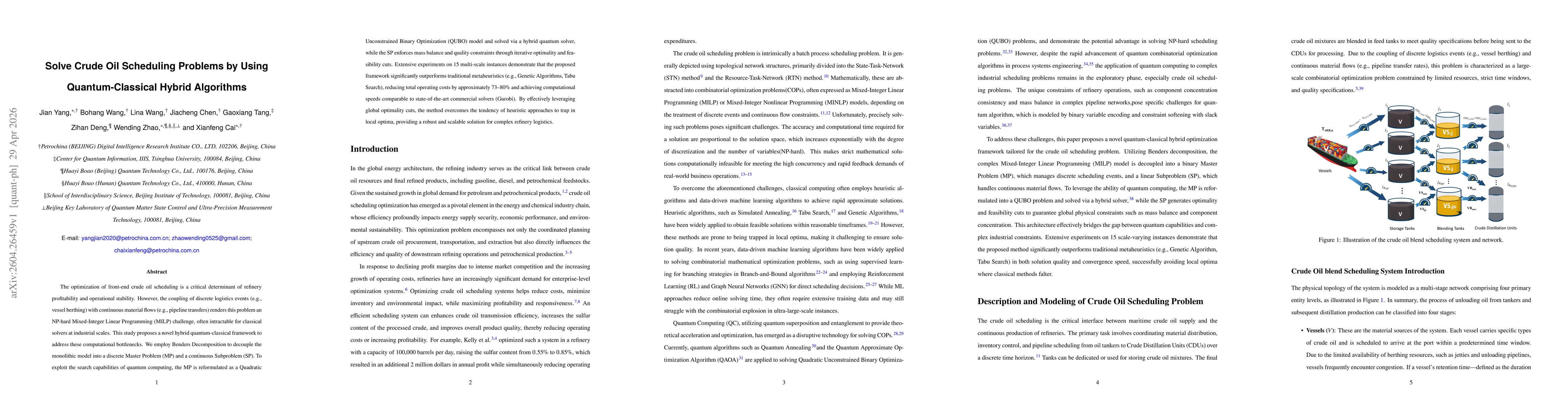 Thumbnail for Solve Crude Oil Scheduling Problems by Using Quantum-Classical Hybrid Algorithms