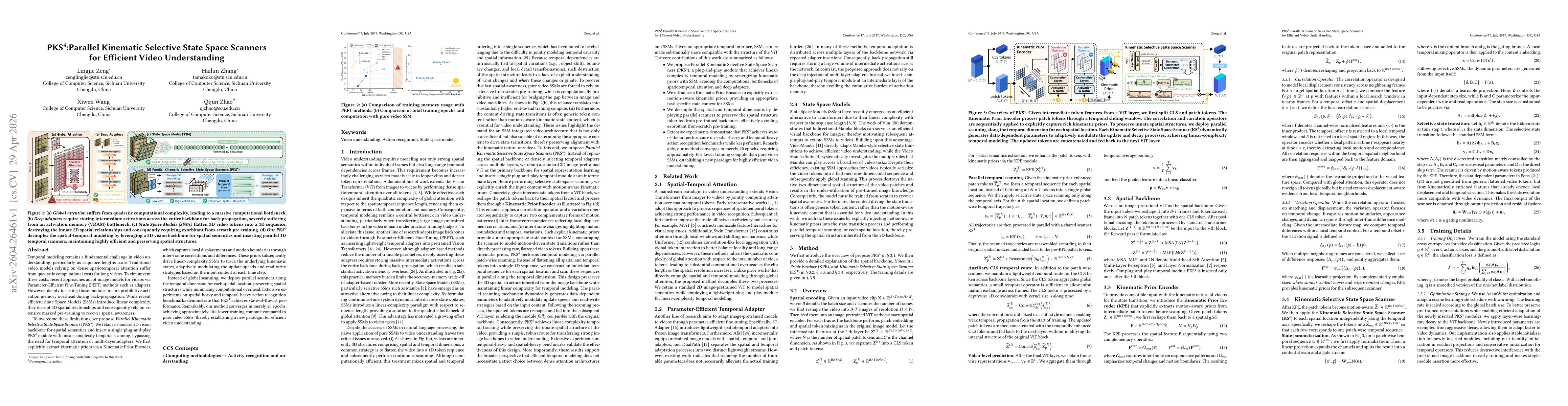 Thumbnail for $\text{PKS}^4$:Parallel Kinematic Selective State Space Scanners for Efficient Video Understanding