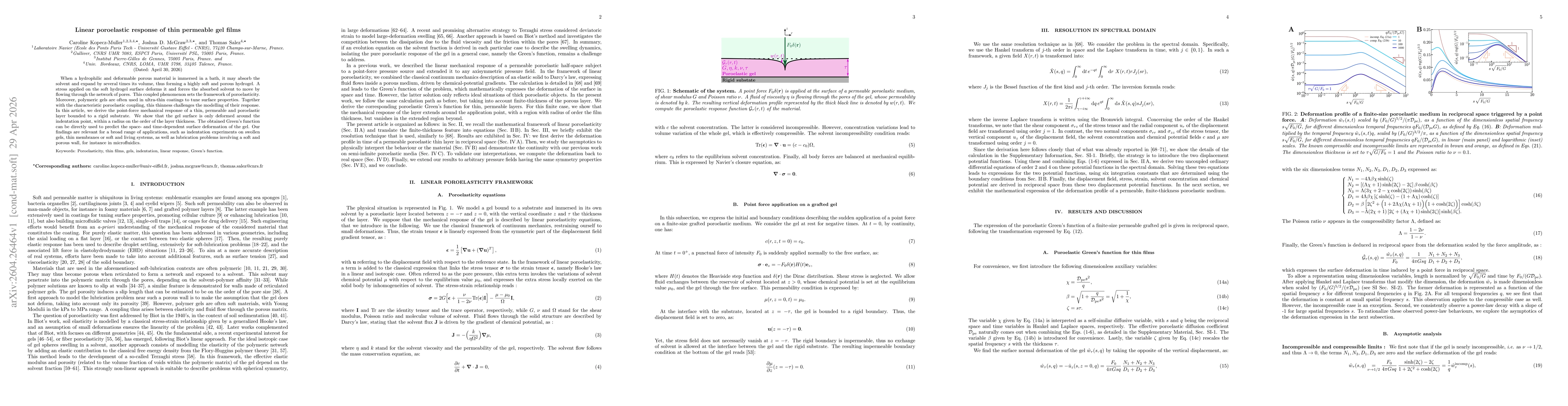 Thumbnail for Linear poroelastic response of thin permeable gel films