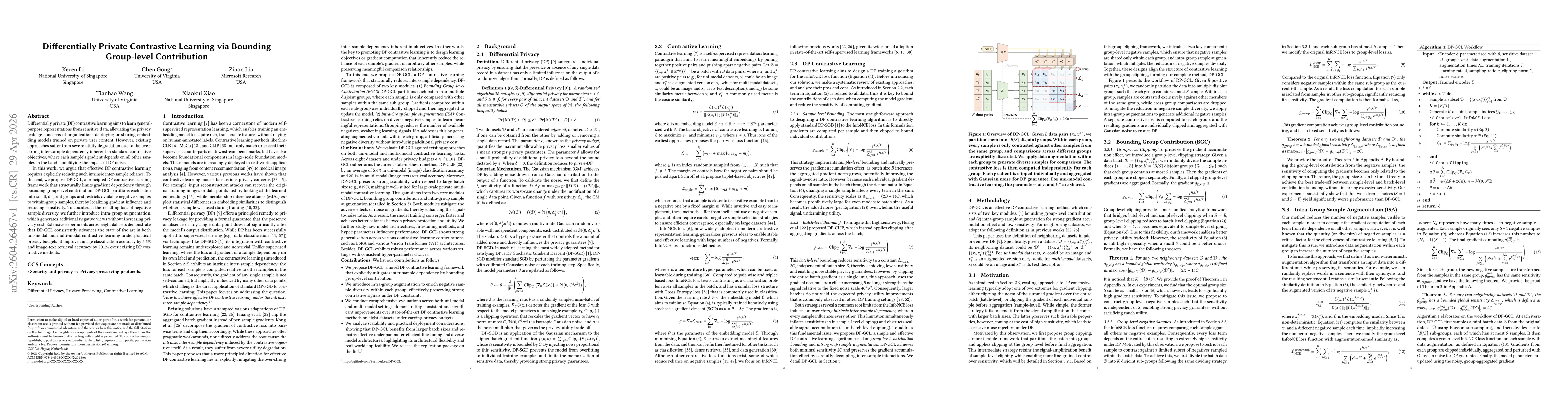 Thumbnail for Differentially Private Contrastive Learning via Bounding Group-level Contribution