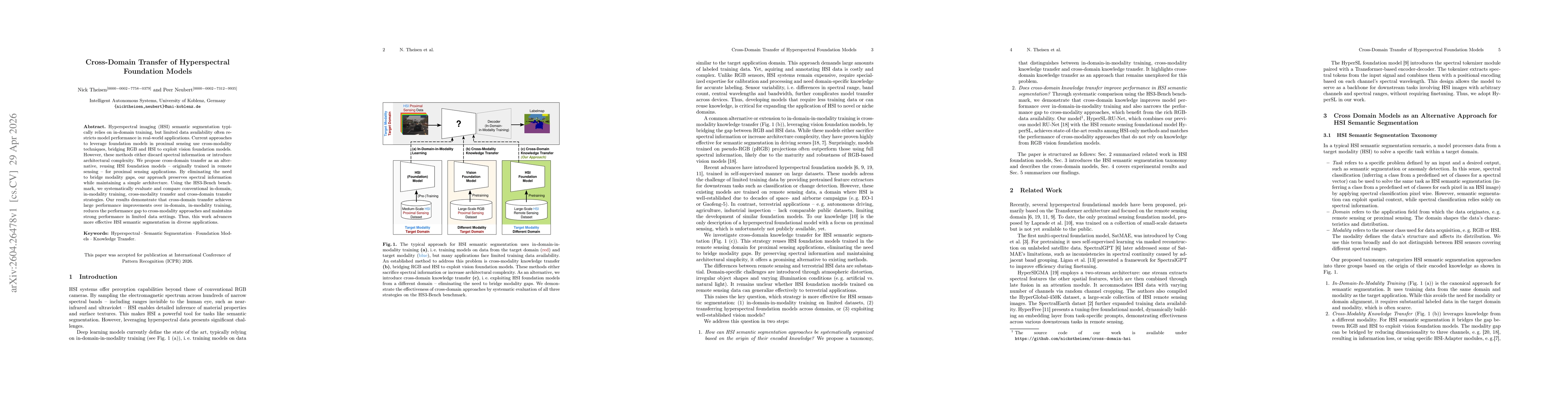 Thumbnail for Cross-Domain Transfer of Hyperspectral Foundation Models