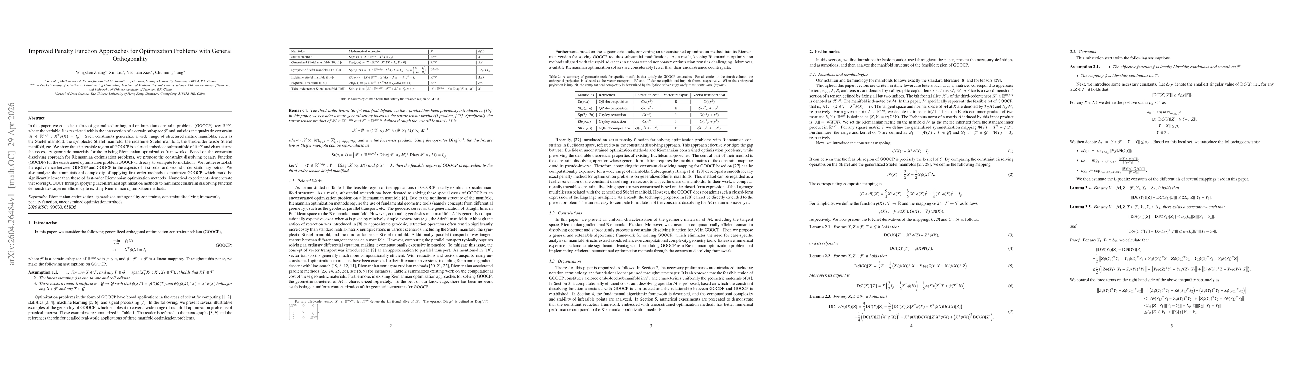 Thumbnail for Improved Penalty Function Approaches for Optimization Problems with General Orthogonality