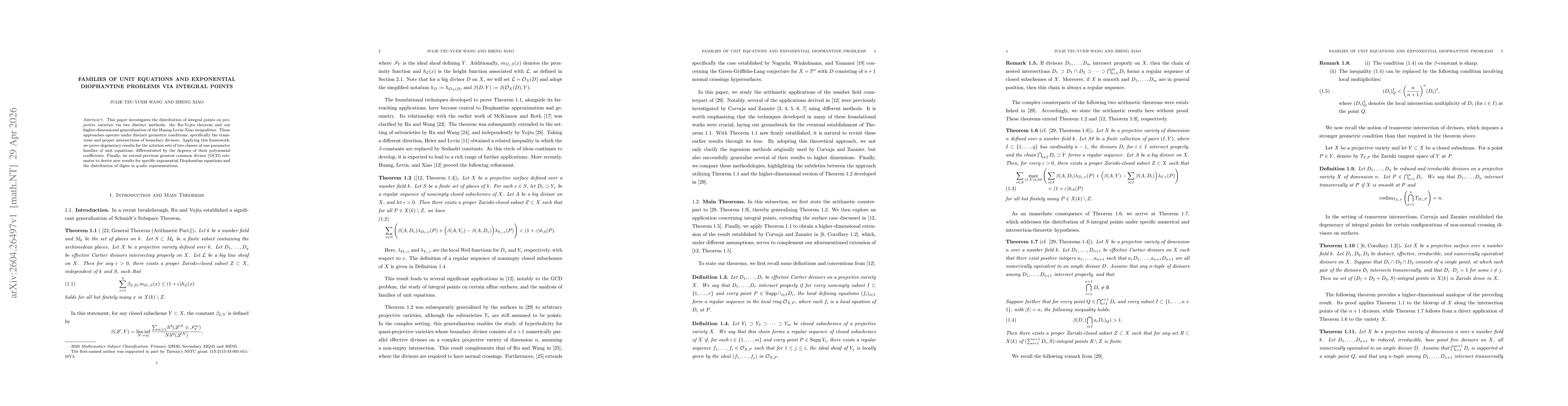 Thumbnail for Families of Unit Equations and Exponential Diophantine Problems via Integral Points