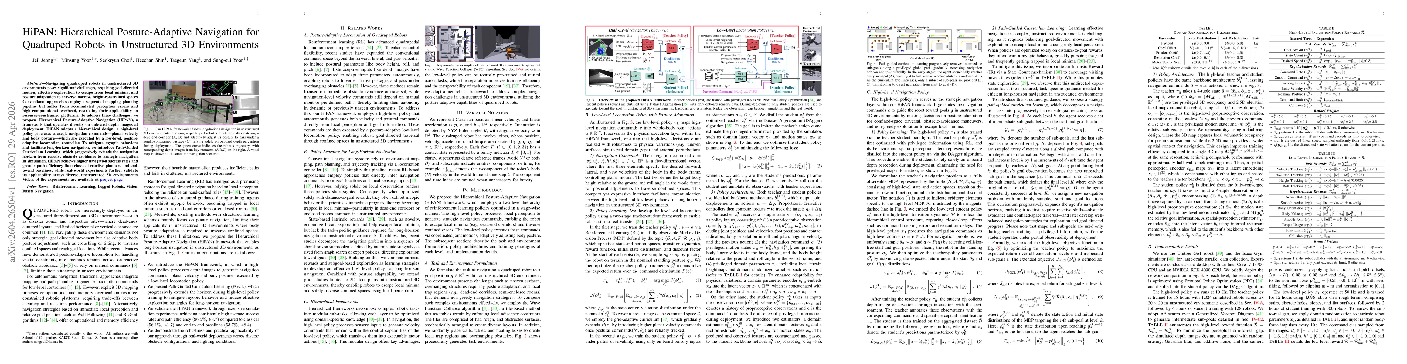 Thumbnail for HiPAN: Hierarchical Posture-Adaptive Navigation for Quadruped Robots in Unstructured 3D Environments