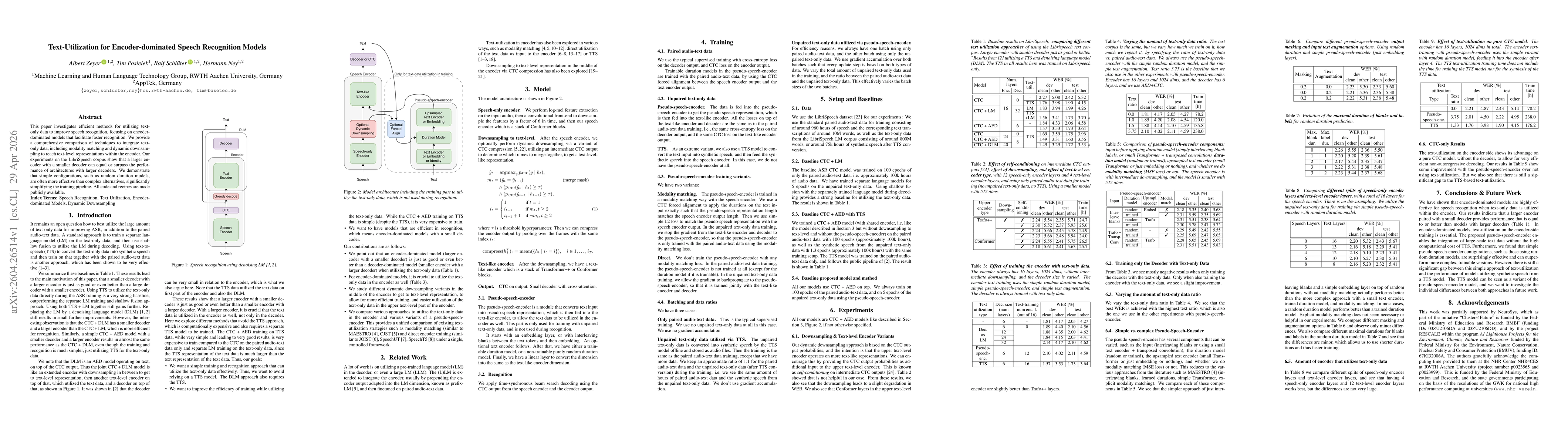 Thumbnail for Text-Utilization for Encoder-dominated Speech Recognition Models