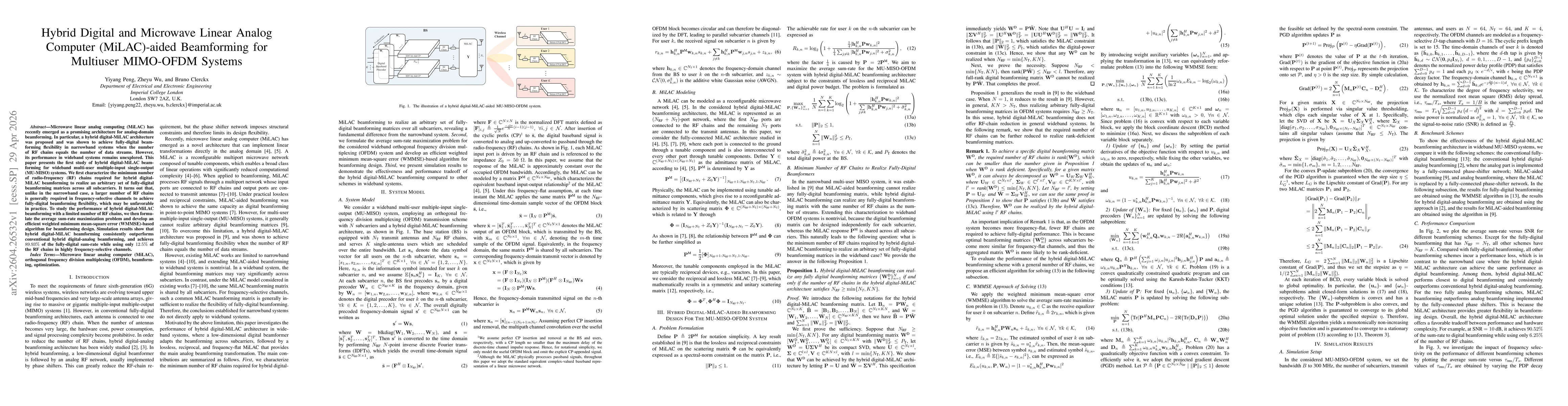 Thumbnail for Hybrid Digital and Microwave Linear Analog Computer (MiLAC)-aided Beamforming for Multiuser MIMO-OFDM Systems
