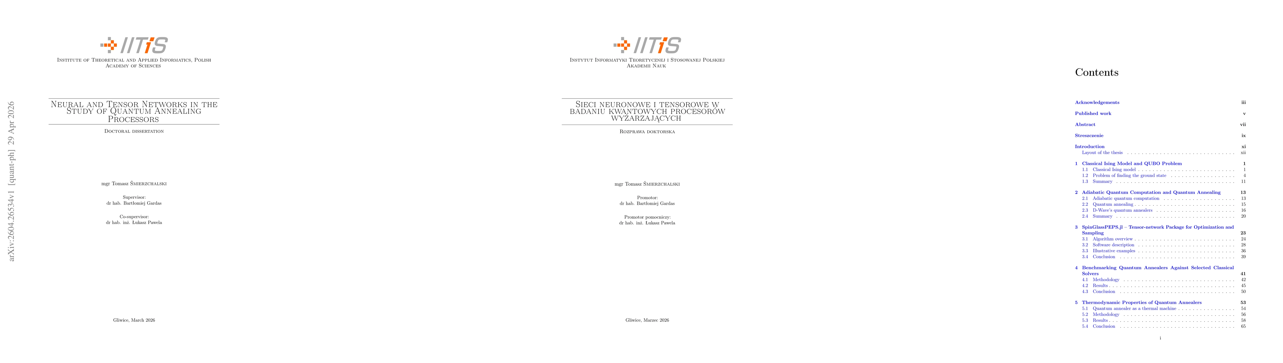 Thumbnail for Neural and Tensor Networks in the Study of Quantum Annealing Processors