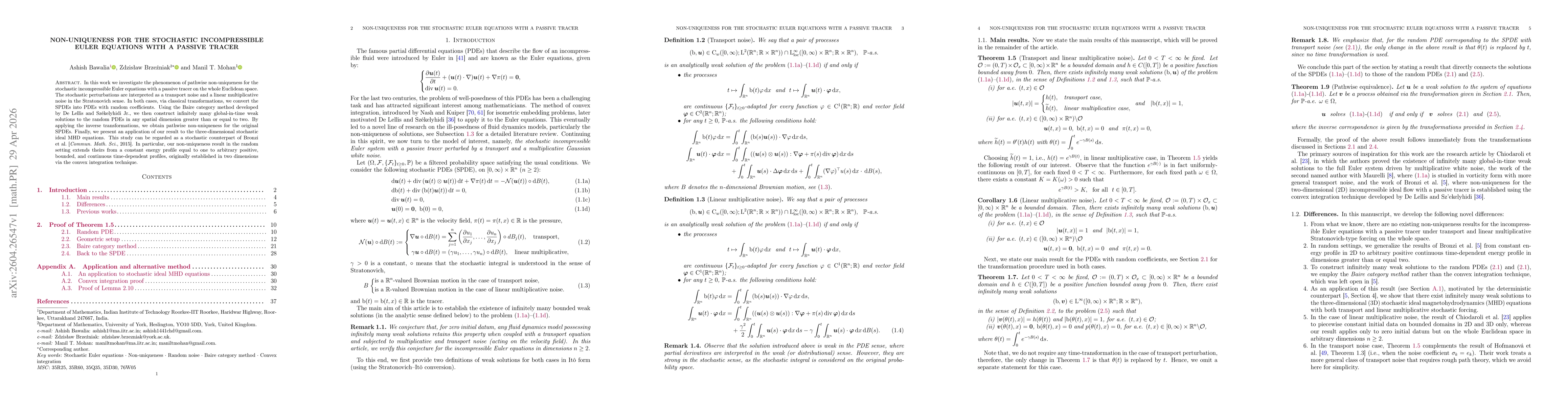 Thumbnail for Non-uniqueness for the stochastic incompressible Euler equations with a passive tracer
