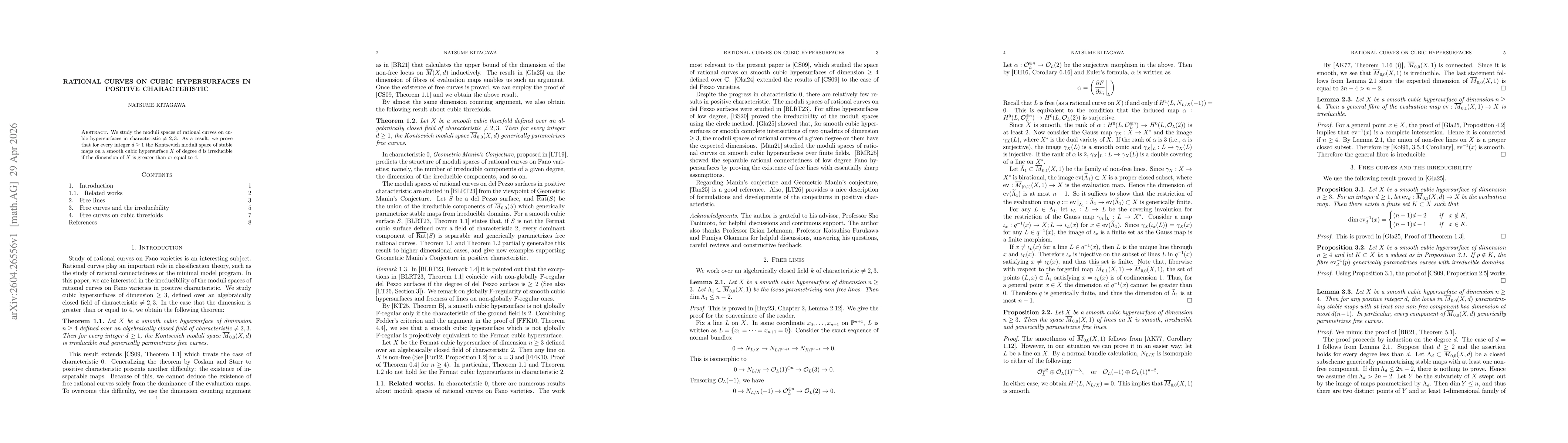 Thumbnail for Rational curves on cubic hypersurfaces in positive characteristic