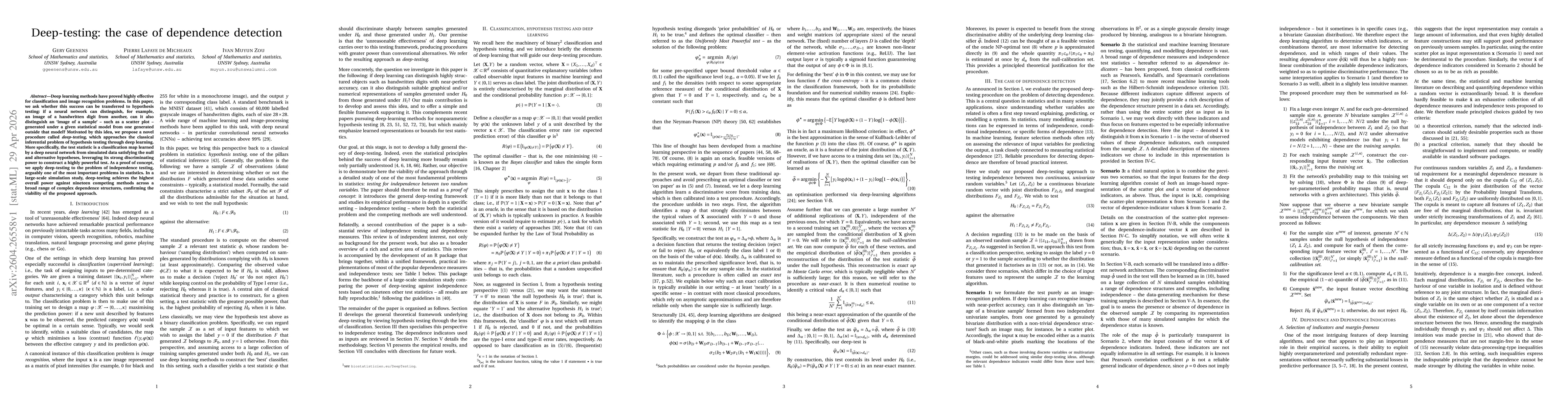 Thumbnail for Deep-testing: the case of dependence detection