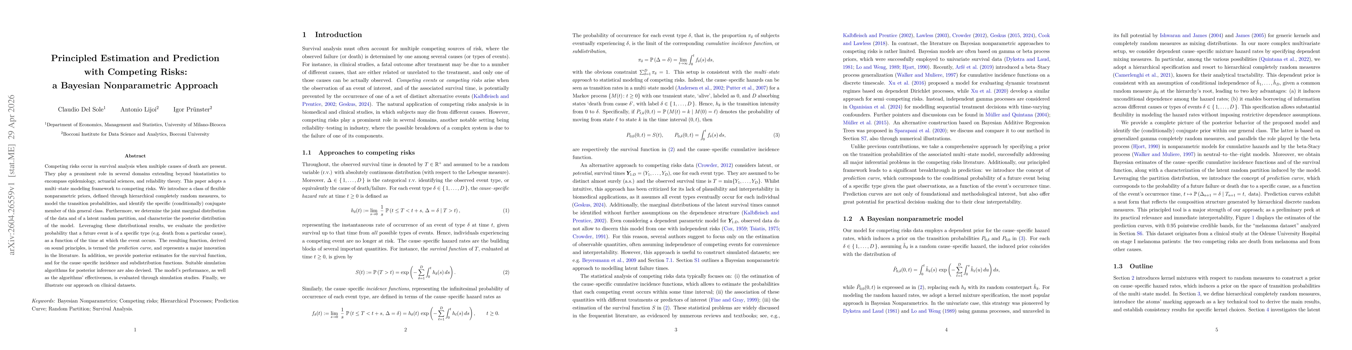 Thumbnail for Principled Estimation and Prediction with Competing Risks: a Bayesian Nonparametric Approach