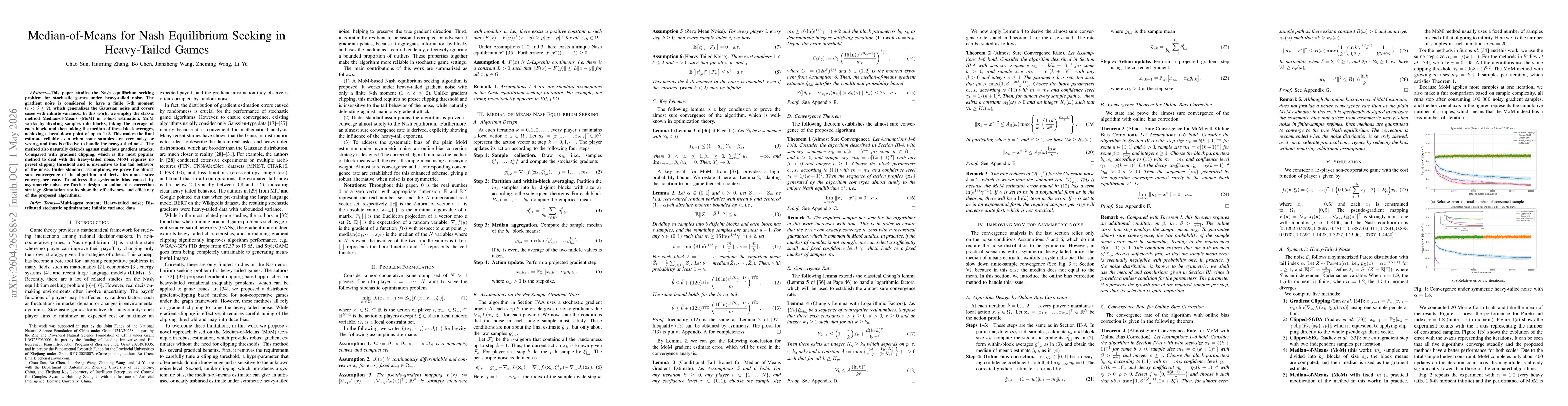 Thumbnail for Median-of-Means for Nash Equilibrium Seeking in Heavy-Tailed Games