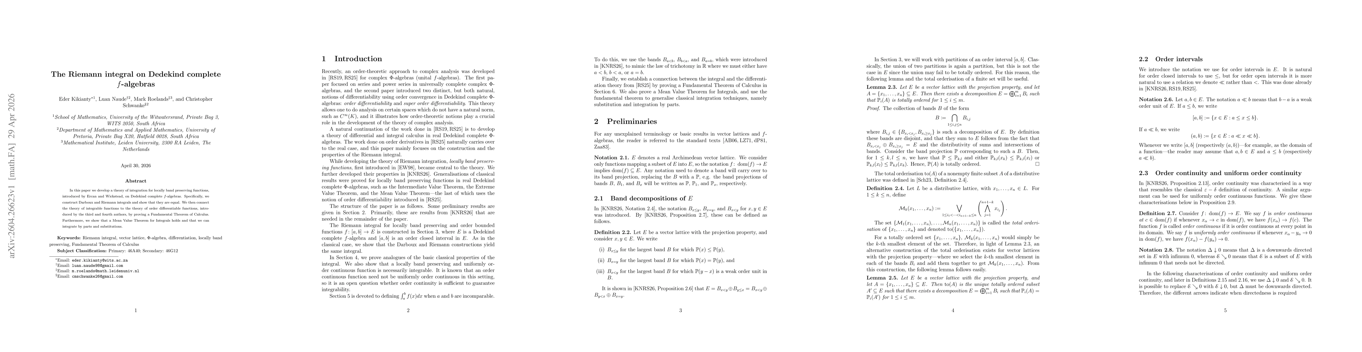 Thumbnail for The Riemann integral on Dedekind complete $f$-algebras