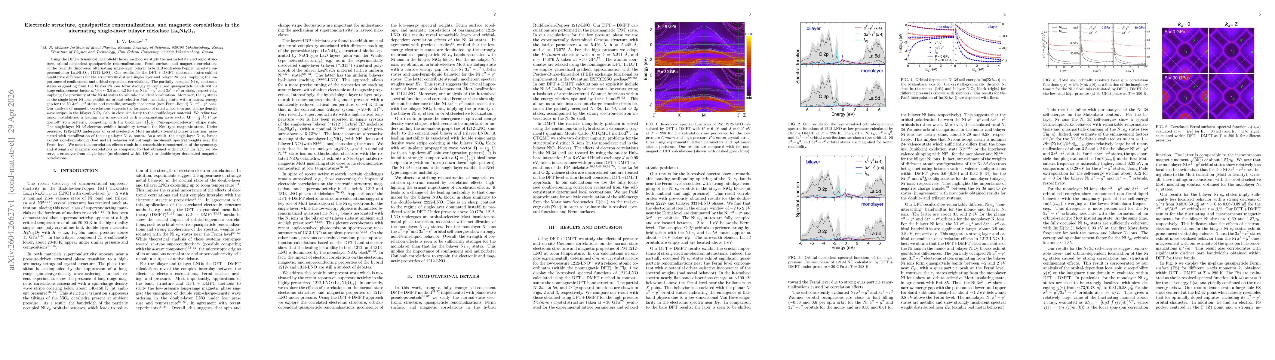 Thumbnail for Electronic structure, quasiparticle renormalizations, and magnetic correlations in the alternating single-layer bilayer nickelate La$_5$Ni$_3$O$_{11}$