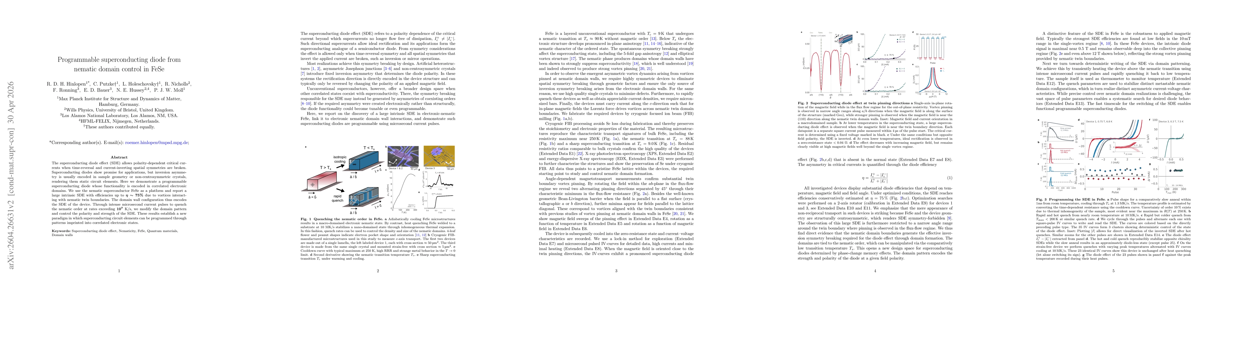 Thumbnail for Programmable superconducting diode from nematic domain control in FeS