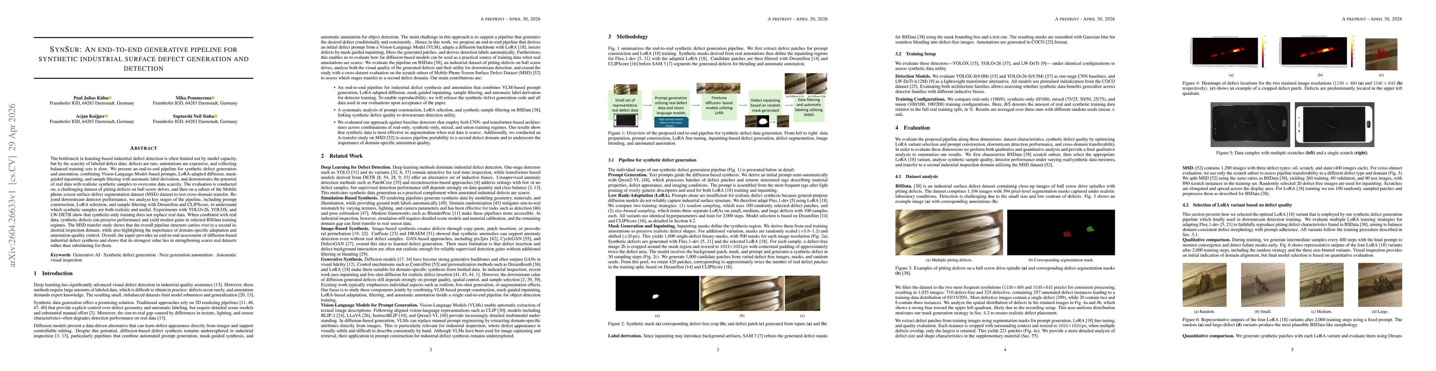 Thumbnail for SynSur: An end-to-end generative pipeline for synthetic industrial surface defect generation and detection