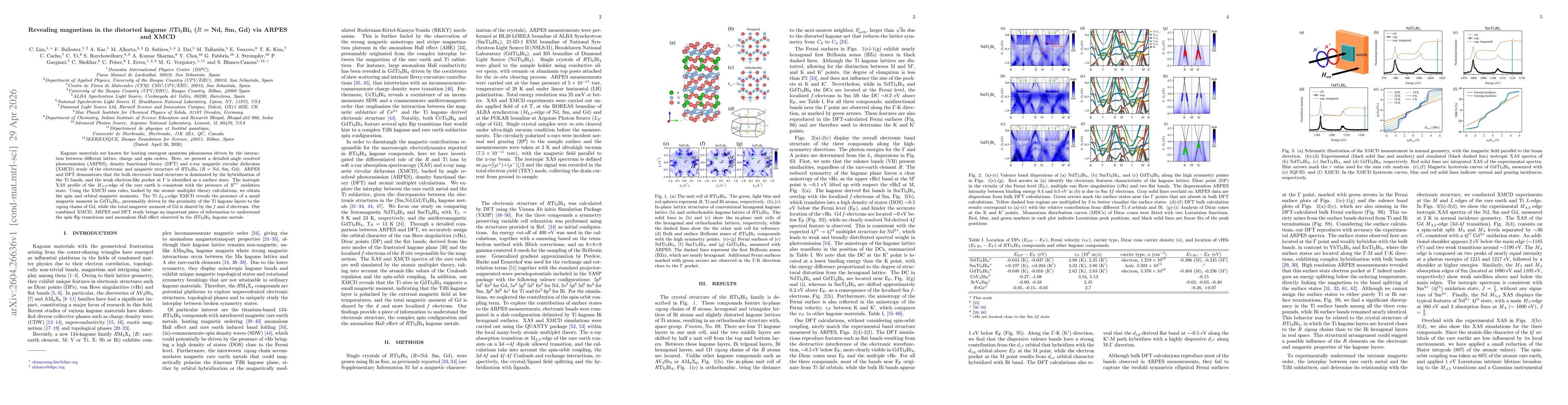 Thumbnail for Revealing magnetism in the distorted kagome $R$Ti$_3$Bi$_4$ ($R$ = Nd, Sm, Gd) via ARPES and XMCD