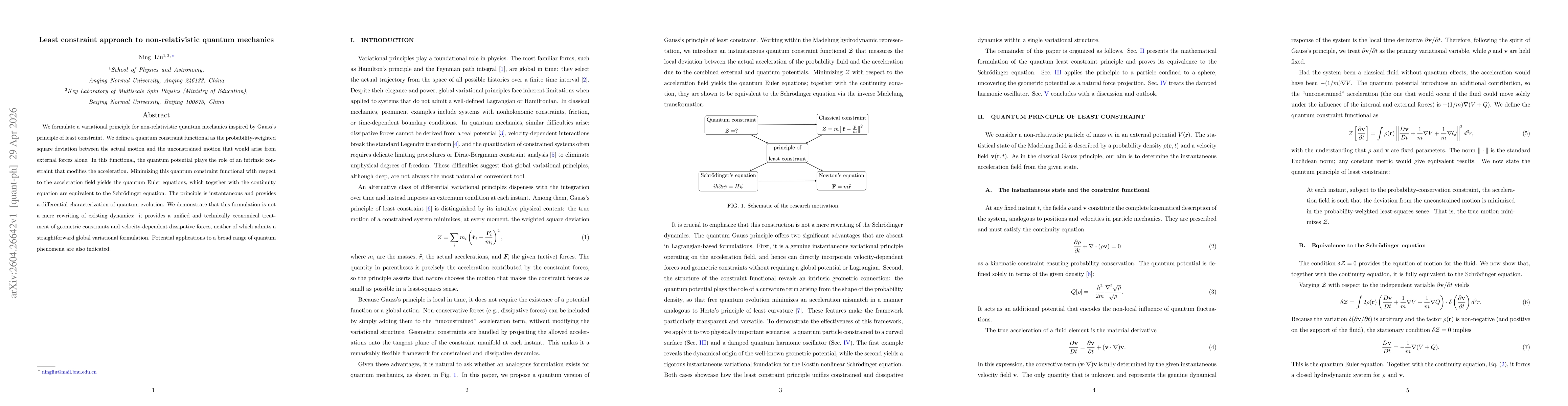 Thumbnail for Least constraint approach to non-relativistic quantum mechanics