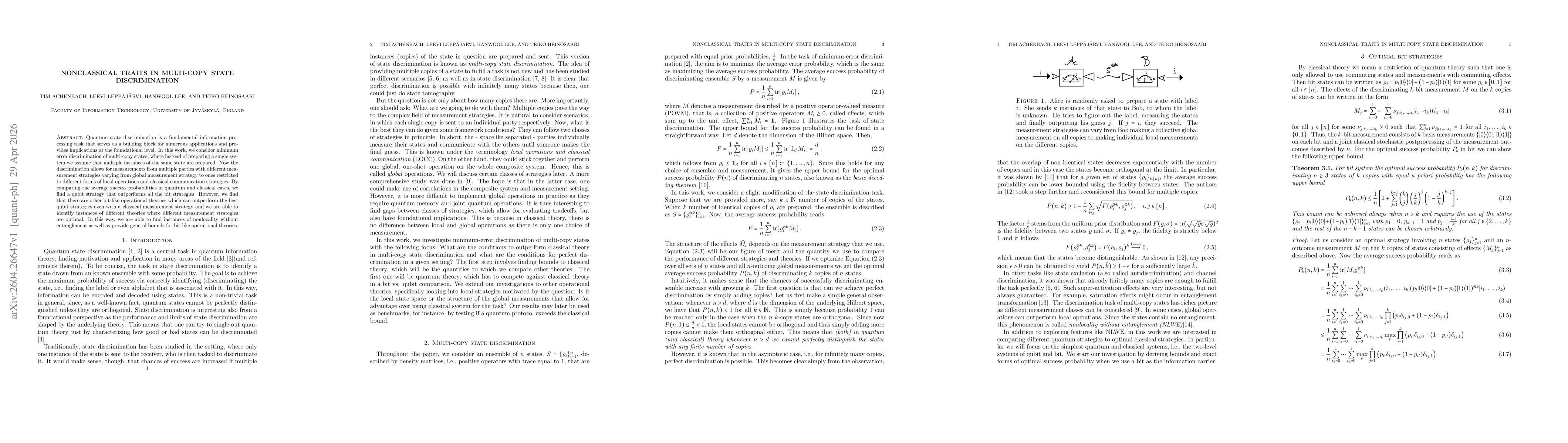 Thumbnail for Nonclassical traits in multi-copy state discrimination