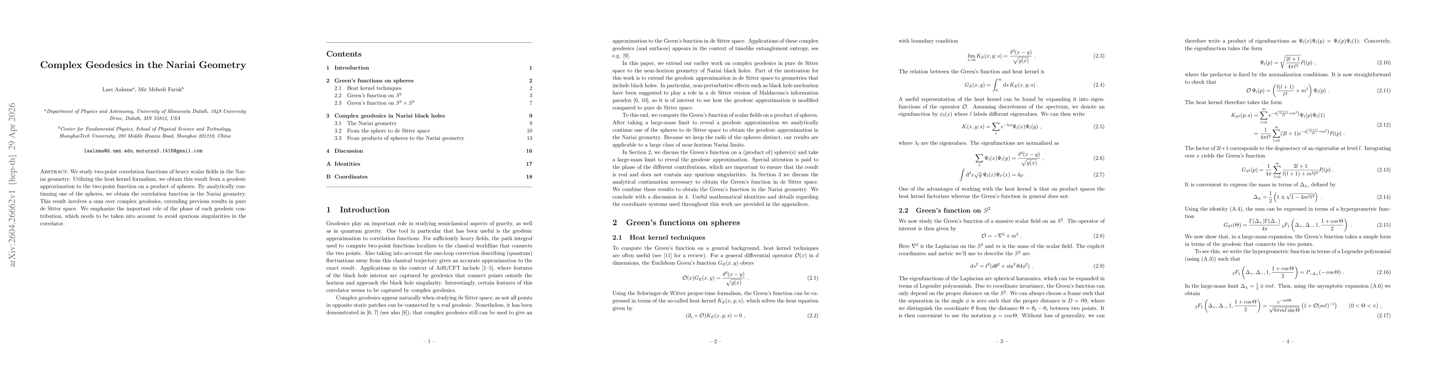 Thumbnail for Complex Geodesics in the Nariai Geometry